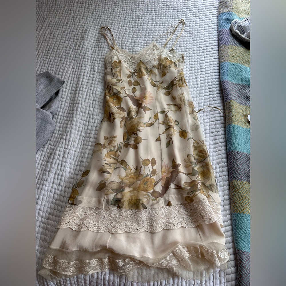 Christian Dior John Galliano SS 2005 Silk Lace Dress Floral Runway Vintage